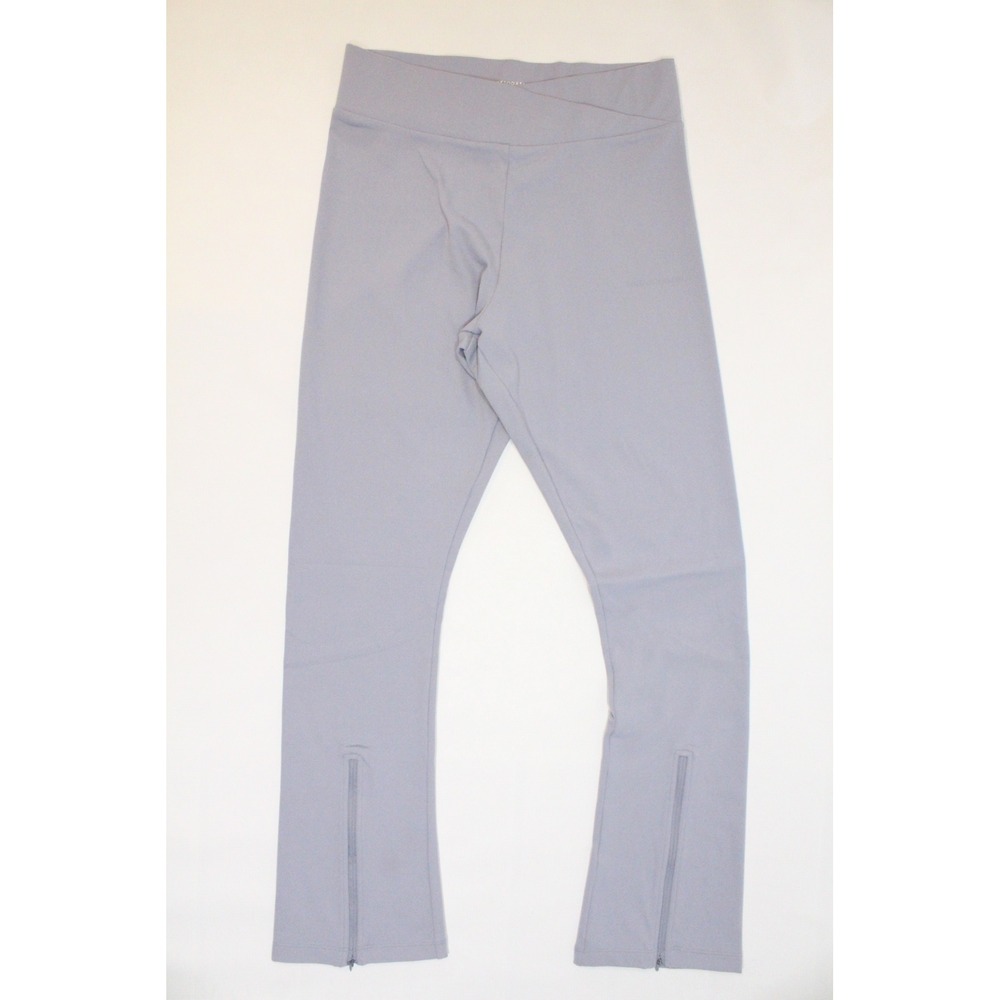 Pink Soda Sport Womens Crossover Waist Zipper Hem Leggings Lavender Purple L